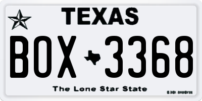 TX license plate BOX3368