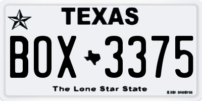 TX license plate BOX3375
