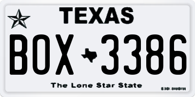 TX license plate BOX3386