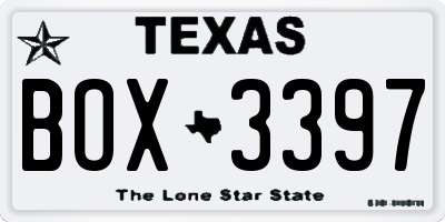 TX license plate BOX3397