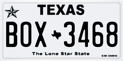 TX license plate BOX3468