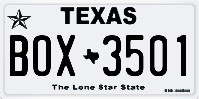TX license plate BOX3501
