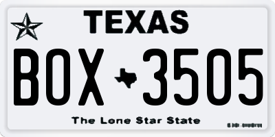TX license plate BOX3505