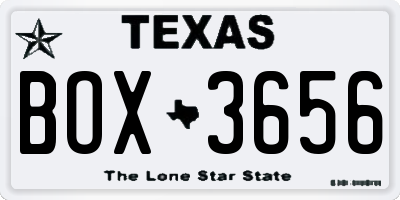TX license plate BOX3656