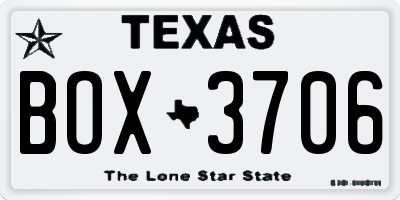 TX license plate BOX3706