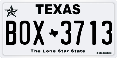 TX license plate BOX3713