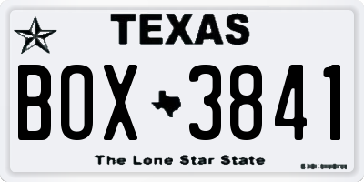 TX license plate BOX3841
