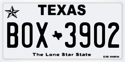 TX license plate BOX3902