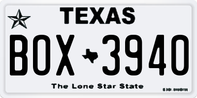 TX license plate BOX3940