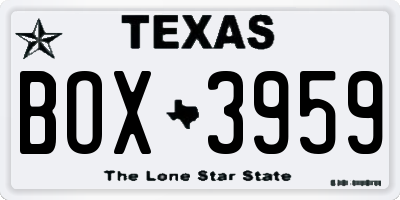 TX license plate BOX3959