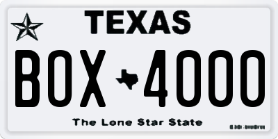 TX license plate BOX4000