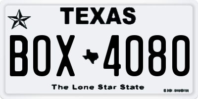 TX license plate BOX4080