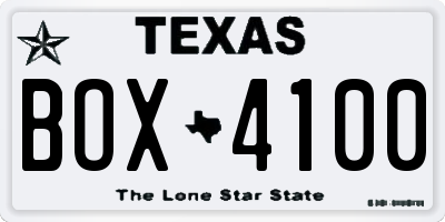 TX license plate BOX4100