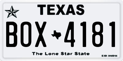 TX license plate BOX4181