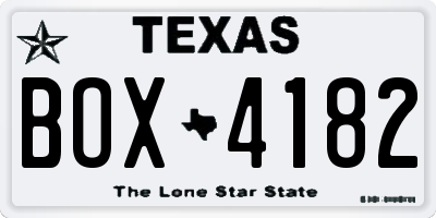 TX license plate BOX4182