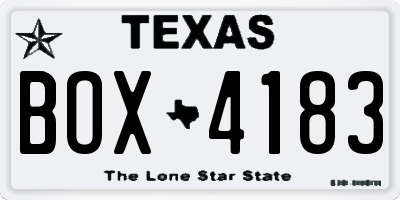 TX license plate BOX4183