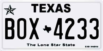 TX license plate BOX4233