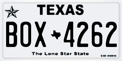 TX license plate BOX4262