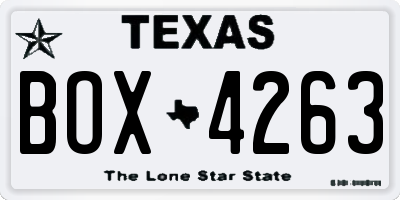 TX license plate BOX4263