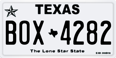 TX license plate BOX4282