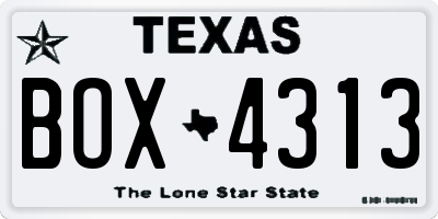 TX license plate BOX4313