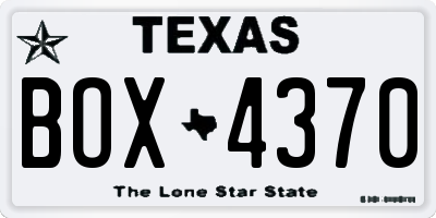 TX license plate BOX4370