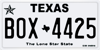 TX license plate BOX4425