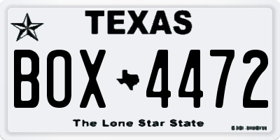 TX license plate BOX4472