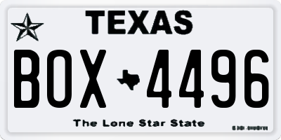 TX license plate BOX4496
