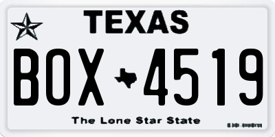 TX license plate BOX4519