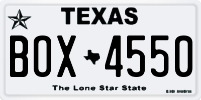 TX license plate BOX4550