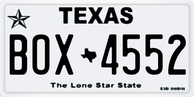 TX license plate BOX4552