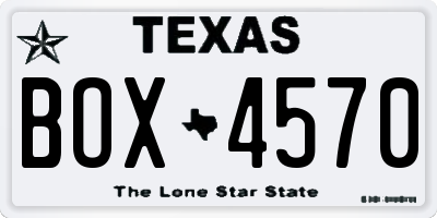 TX license plate BOX4570