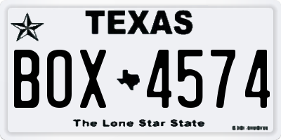 TX license plate BOX4574