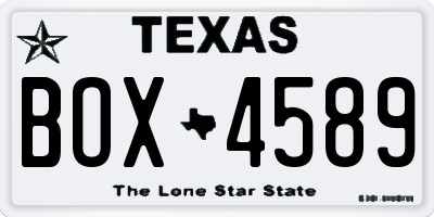 TX license plate BOX4589
