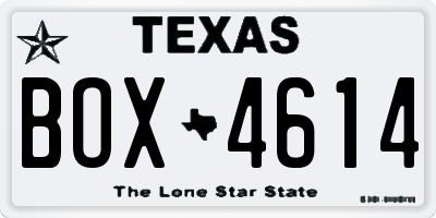 TX license plate BOX4614