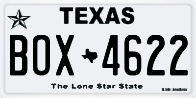 TX license plate BOX4622