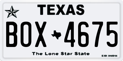 TX license plate BOX4675