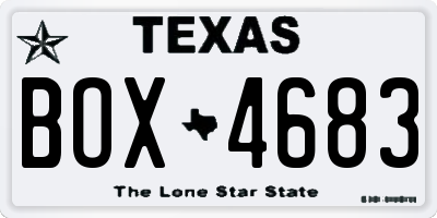 TX license plate BOX4683