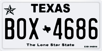 TX license plate BOX4686