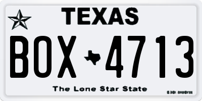 TX license plate BOX4713
