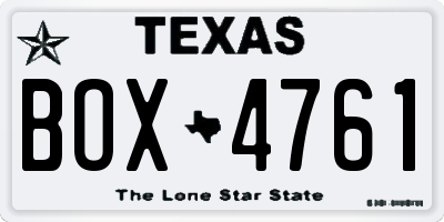 TX license plate BOX4761