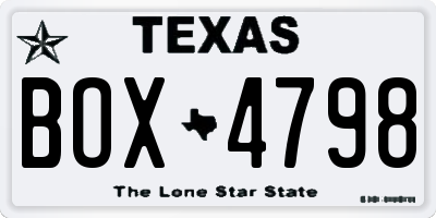 TX license plate BOX4798