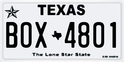 TX license plate BOX4801