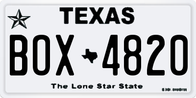 TX license plate BOX4820