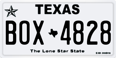 TX license plate BOX4828
