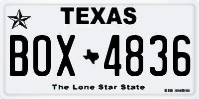 TX license plate BOX4836