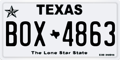 TX license plate BOX4863
