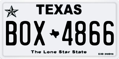 TX license plate BOX4866