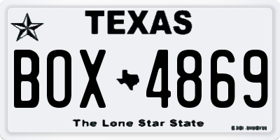 TX license plate BOX4869